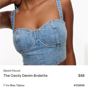 Aritzia Denim Forum The Cecily Denim Bralette, worn once
